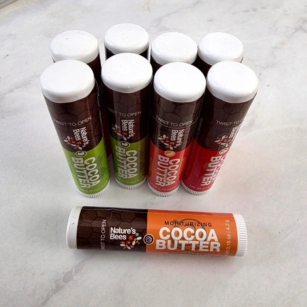 Nature's Bees Cocoa Butter‎ Lip Balm Unisex 9 Pack Multi Moisturizing Variety